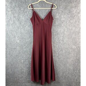 ModCloth Babydoll Slip Dress 6 Maroon Midi Y2K Style Dark Romantic‎ Event